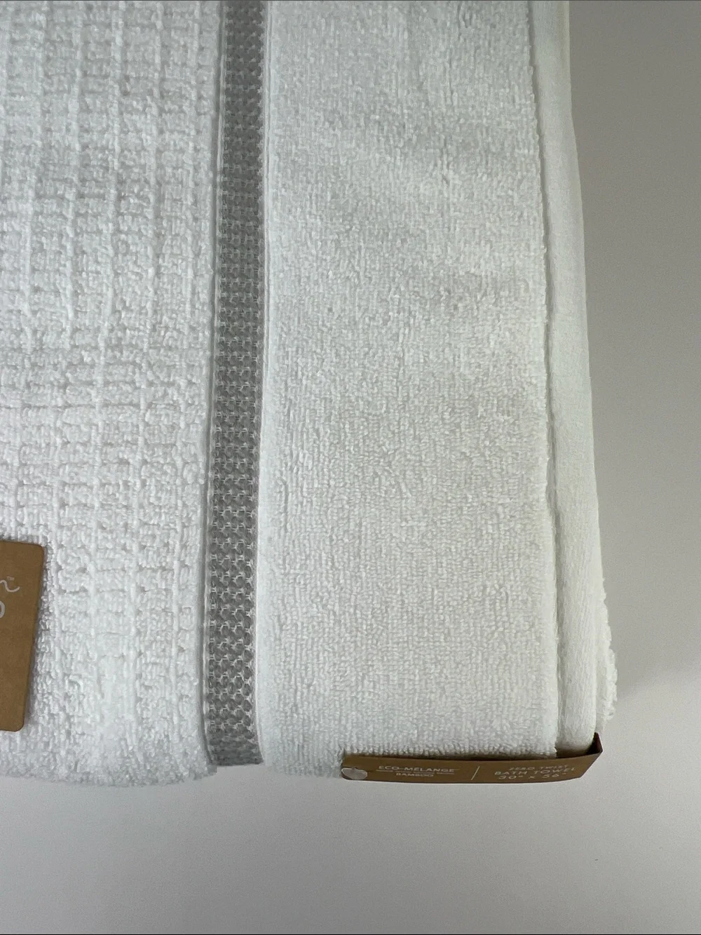 Common Thread Bamboo Eco Melange Bath Towel Set White Gray Soft Cotton 2 pc NEW